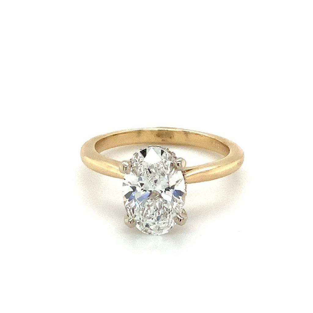 Hidden Halo Lab Grown 2 Carat Oval Diamond Engagement Ring set  in 14 kt Yellow and White Gold. - Image 2 of 11