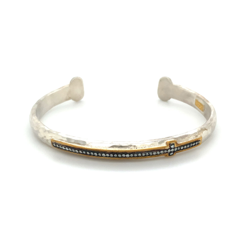 Lika Behar Yin and Yang Stockholm Cross Oval Open Diamond Cuff - Image 1 of 6