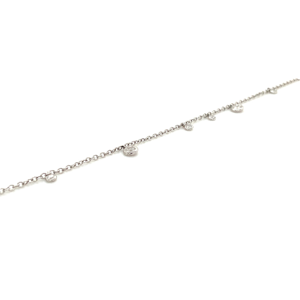 Bezel Set Diamond By the Yard Chain Necklace 18" long in 18 kt White Gold - Image 4 of 6