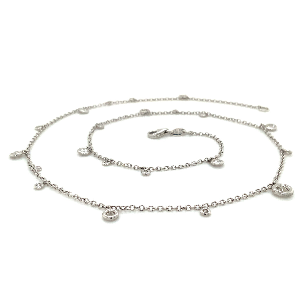 Bezel Set Diamond By the Yard Chain Necklace 18" long in 18 kt White Gold - Image 5 of 6