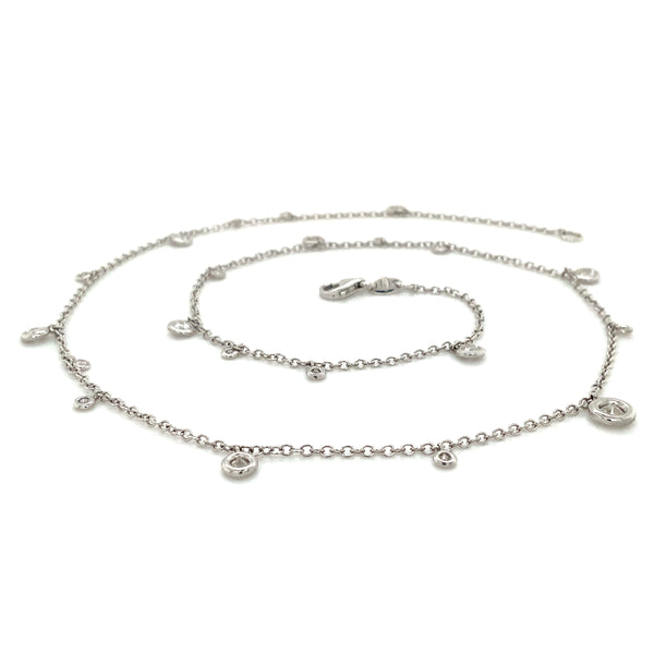 Bezel Set Diamond By the Yard Chain Necklace 18" long in 18 kt White Gold - Image 5 of 6