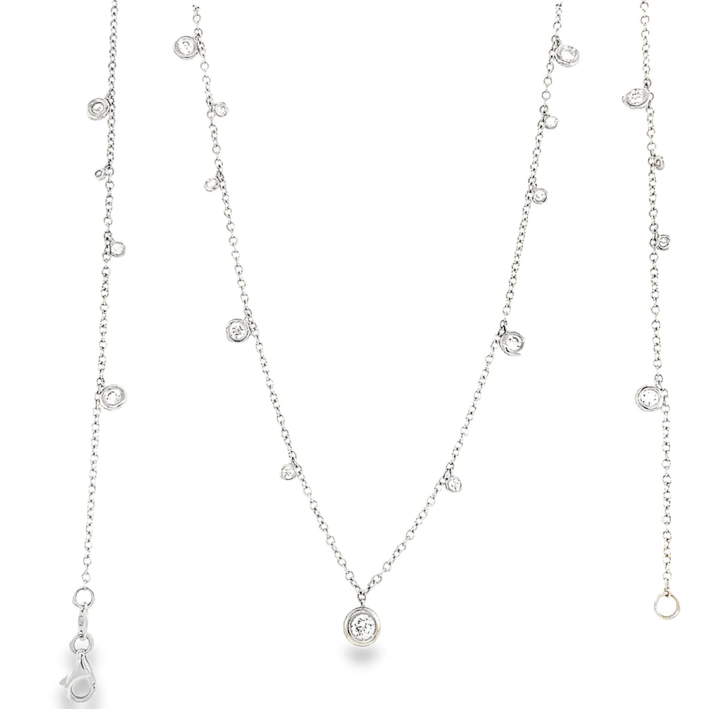 Bezel Set Diamond By the Yard Chain Necklace 18" long in 18 kt White Gold - Image 6 of 6