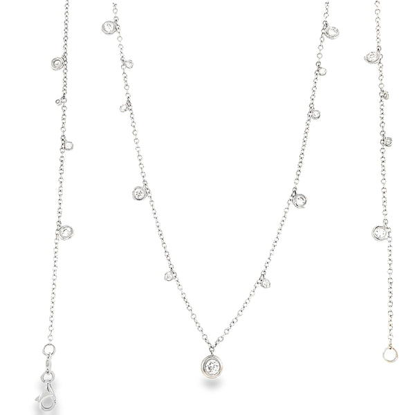 Bezel Set Diamond By the Yard Chain Necklace 18" long in 18 kt White Gold - Image 6 of 6