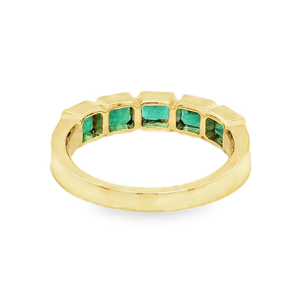 David Kord Bezel Set Emerald Cut Gem Quality Emerald Stackable Band Set in 18K Yellow Gold. - Image 3 of 6