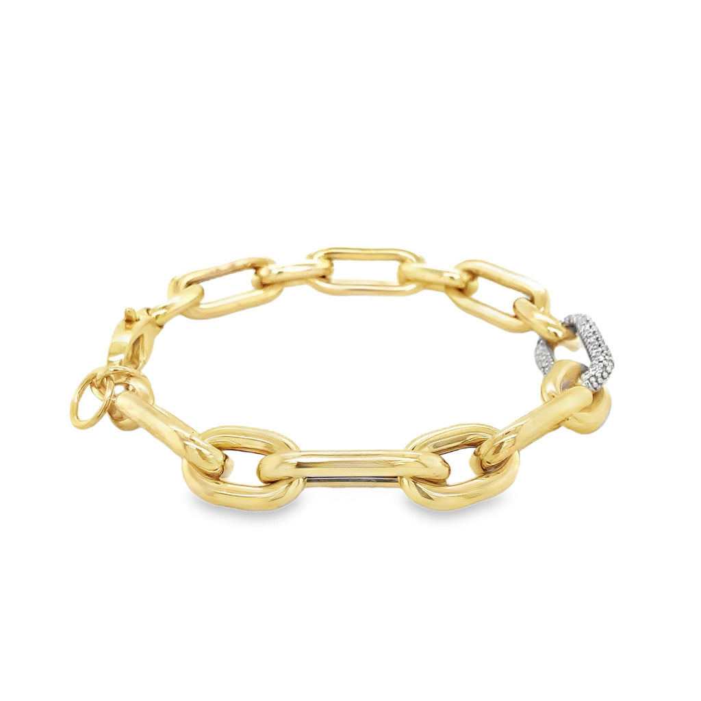 Paperclip Chain Link With Pave Diamond Set in 14 kt Yellow Gold Bracelet - Image 6 of 6