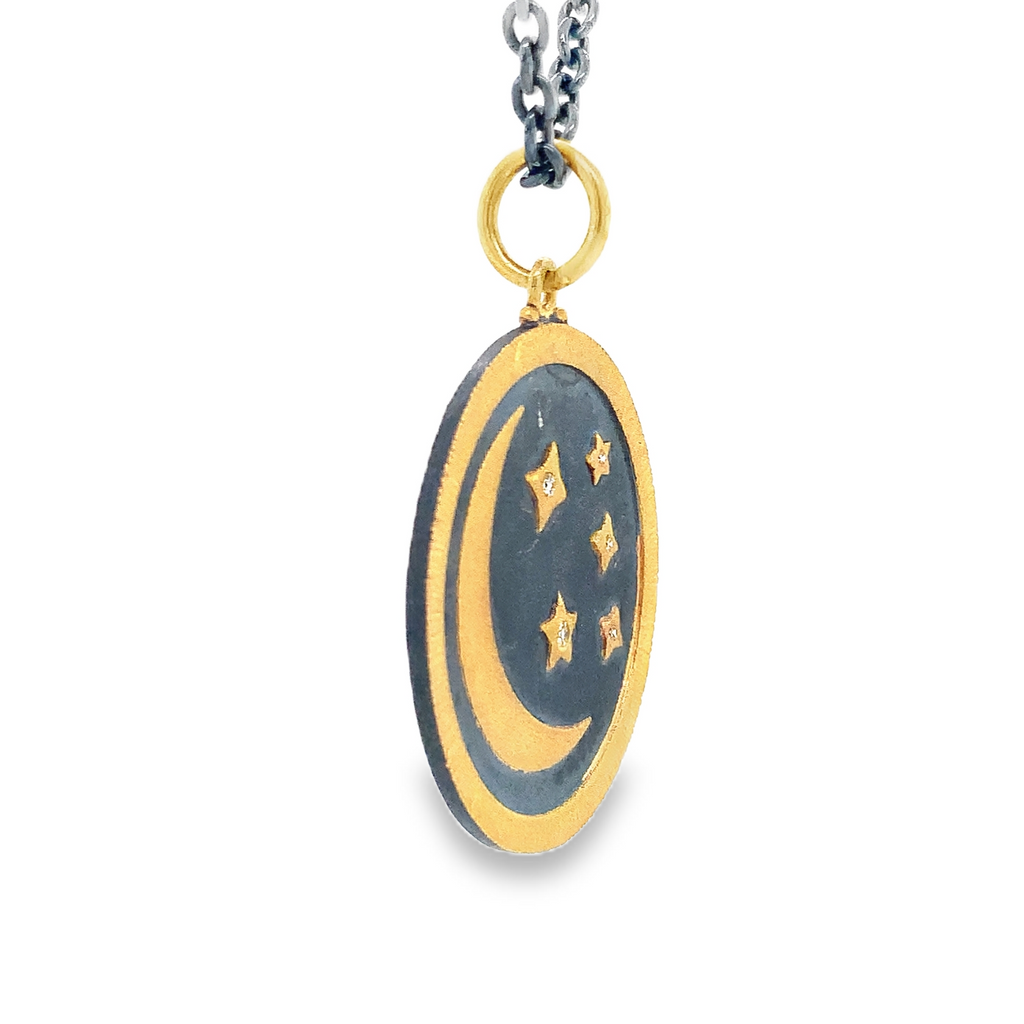 Lika BeharTreasures and Talismans, Yin and Yang MEDALLION Collection with Diamond in 24K Gold and Oxidized Si - Image 5 of 7