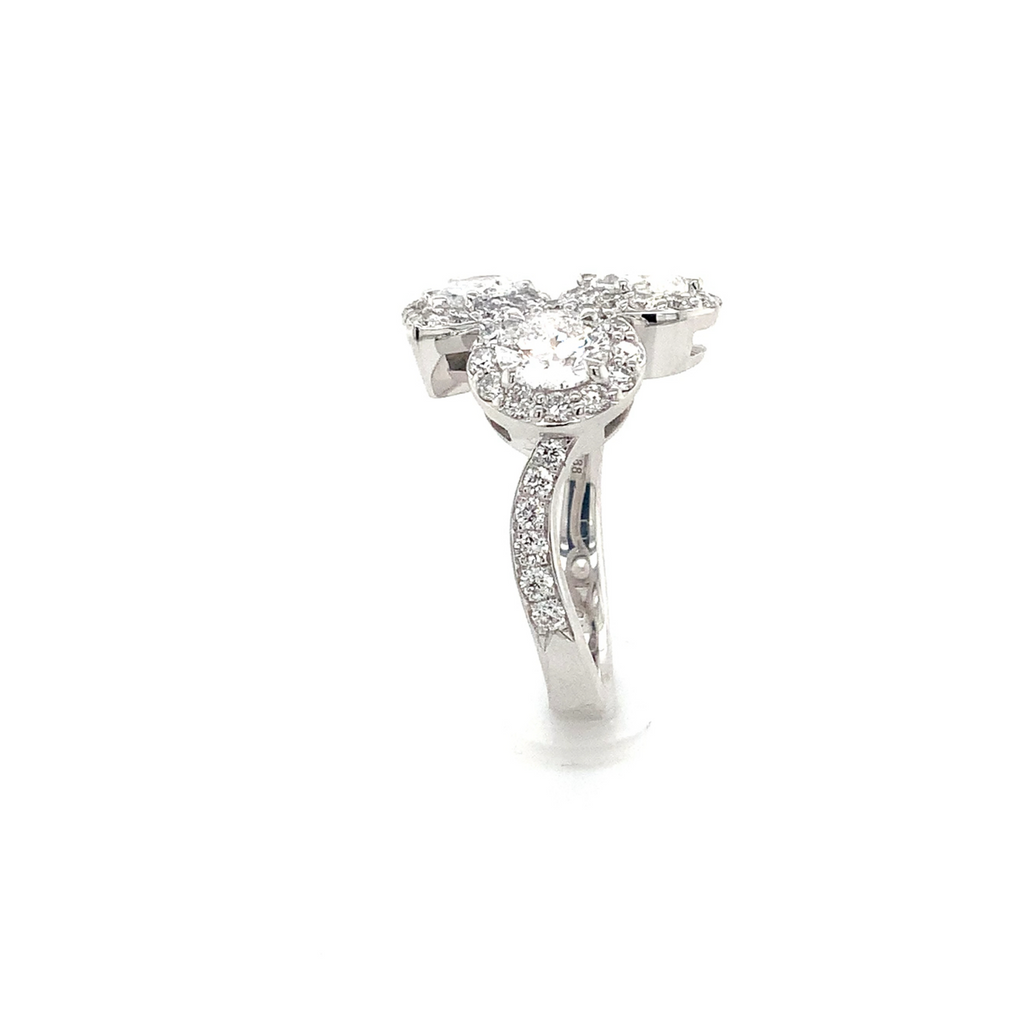 Christopher Designs "Trois et Moi" 3 Stone Halo style Lab Grown Diamond Ring set in 14K White Gold - Image 10 of 11