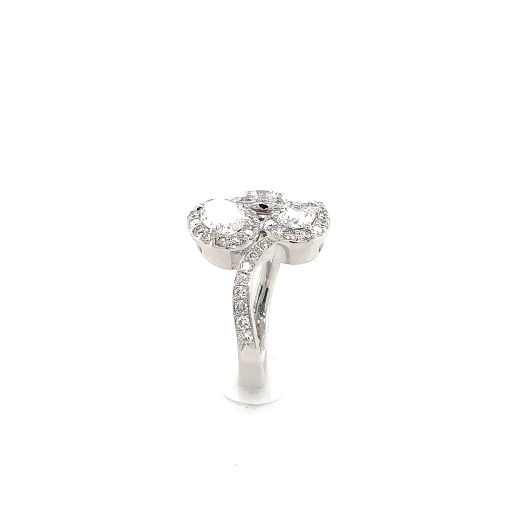 Christopher Designs "Trois et Moi" 3 Stone Halo style Lab Grown Diamond Ring set in 14K White Gold - Image 11 of 11
