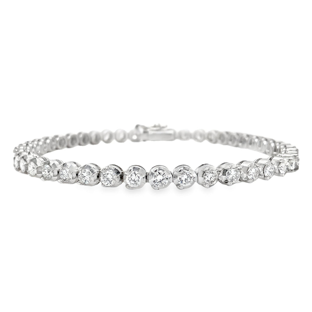 Straight-Line 3 Prong Classic  Diamond Bracelet set in 18K White Gold - Image 2 of 7