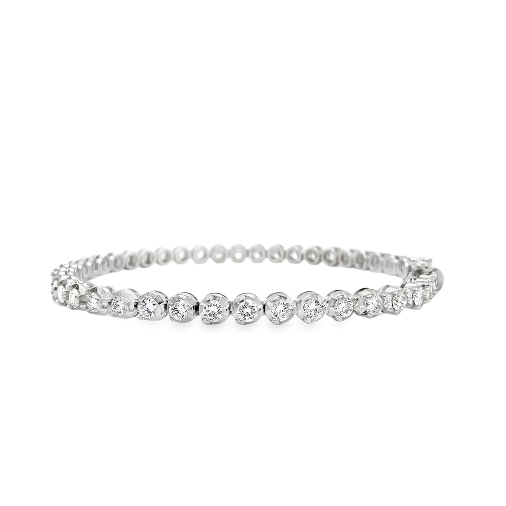 Straight-Line 3 Prong Classic  Diamond Bracelet set in 18K White Gold - Image 1 of 7