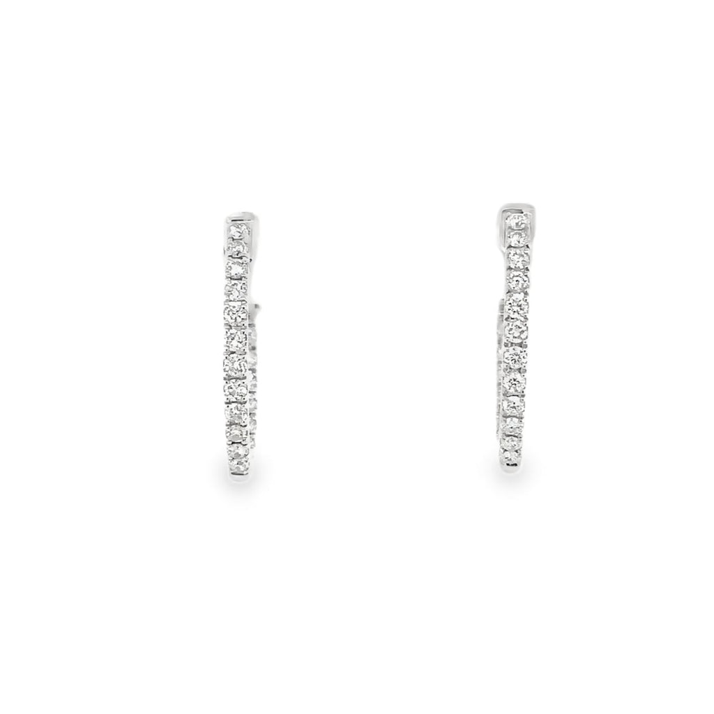 Small Diamond Hoop Earring Set in 14K White Gold - Image 3 of 5