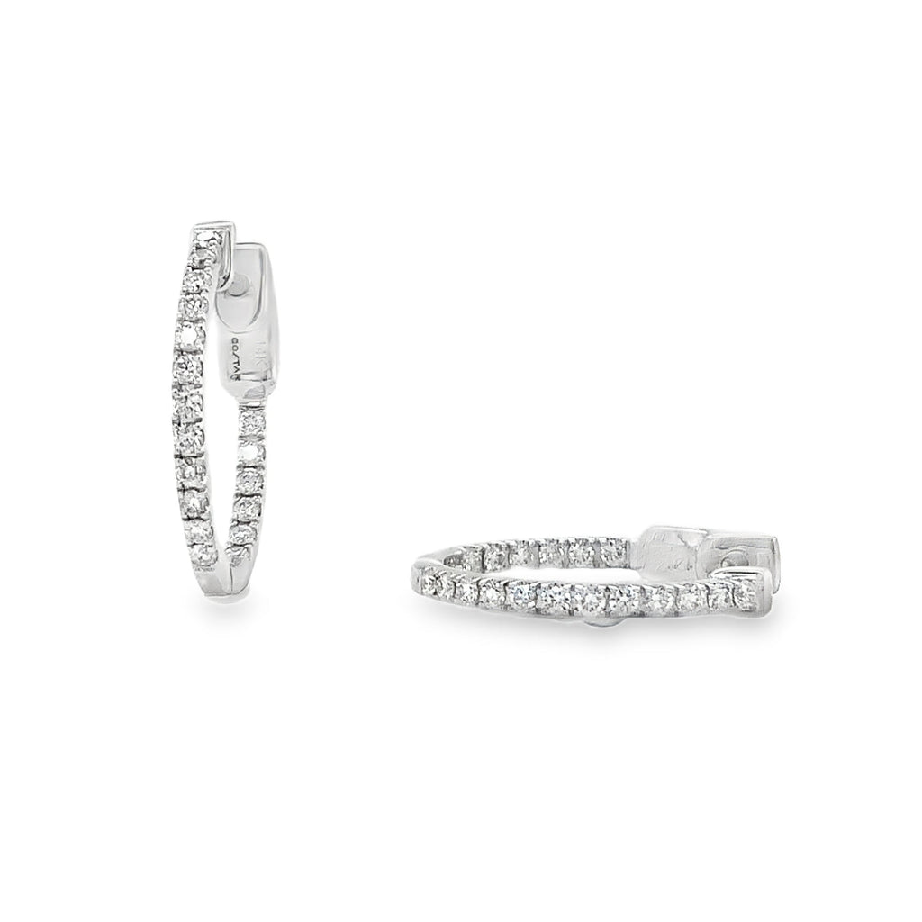 Small Diamond Hoop Earring Set in 14K White Gold - Image 1 of 5