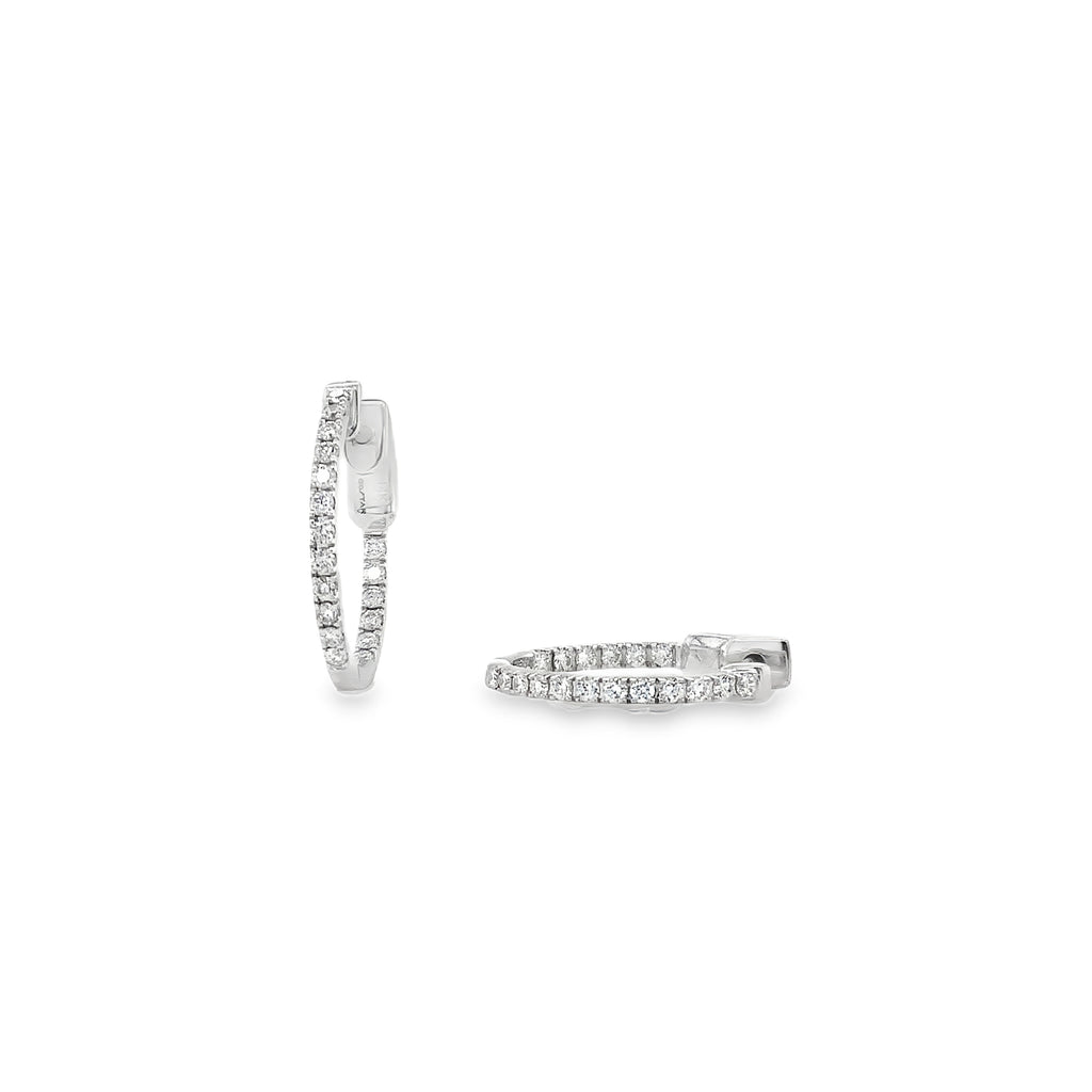 Small Diamond Hoop Earring Set in 14K White Gold - Image 5 of 5