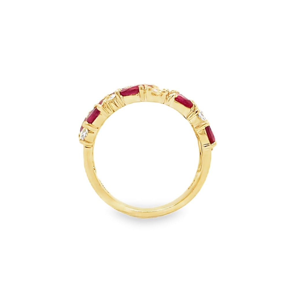 ASBA Collection Fine Ruby and Rose Cut Diamond Band Set in 18K Yellow Gold - Image 6 of 10