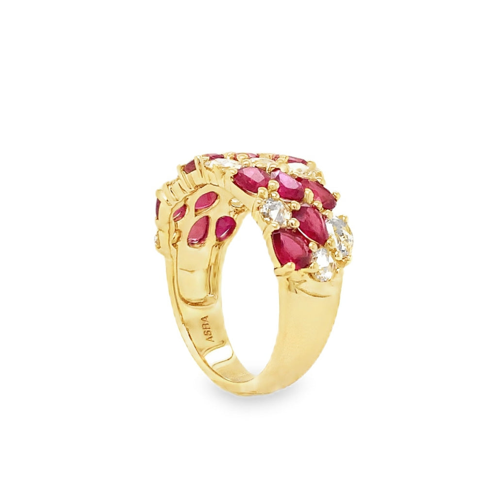 ASBA Collection Fine Ruby and Rose Cut Diamond Band Set in 18K Yellow Gold - Image 7 of 10
