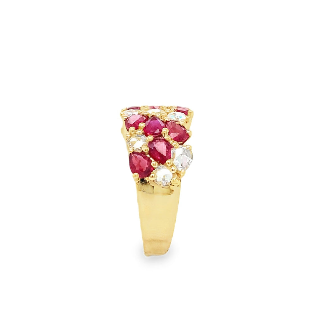 ASBA Collection Fine Ruby and Rose Cut Diamond Band Set in 18K Yellow Gold - Image 8 of 10
