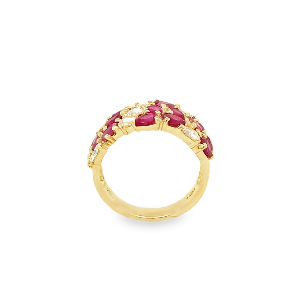 ASBA Collection Fine Ruby and Rose Cut Diamond Band Set in 18K Yellow Gold - Image 9 of 10