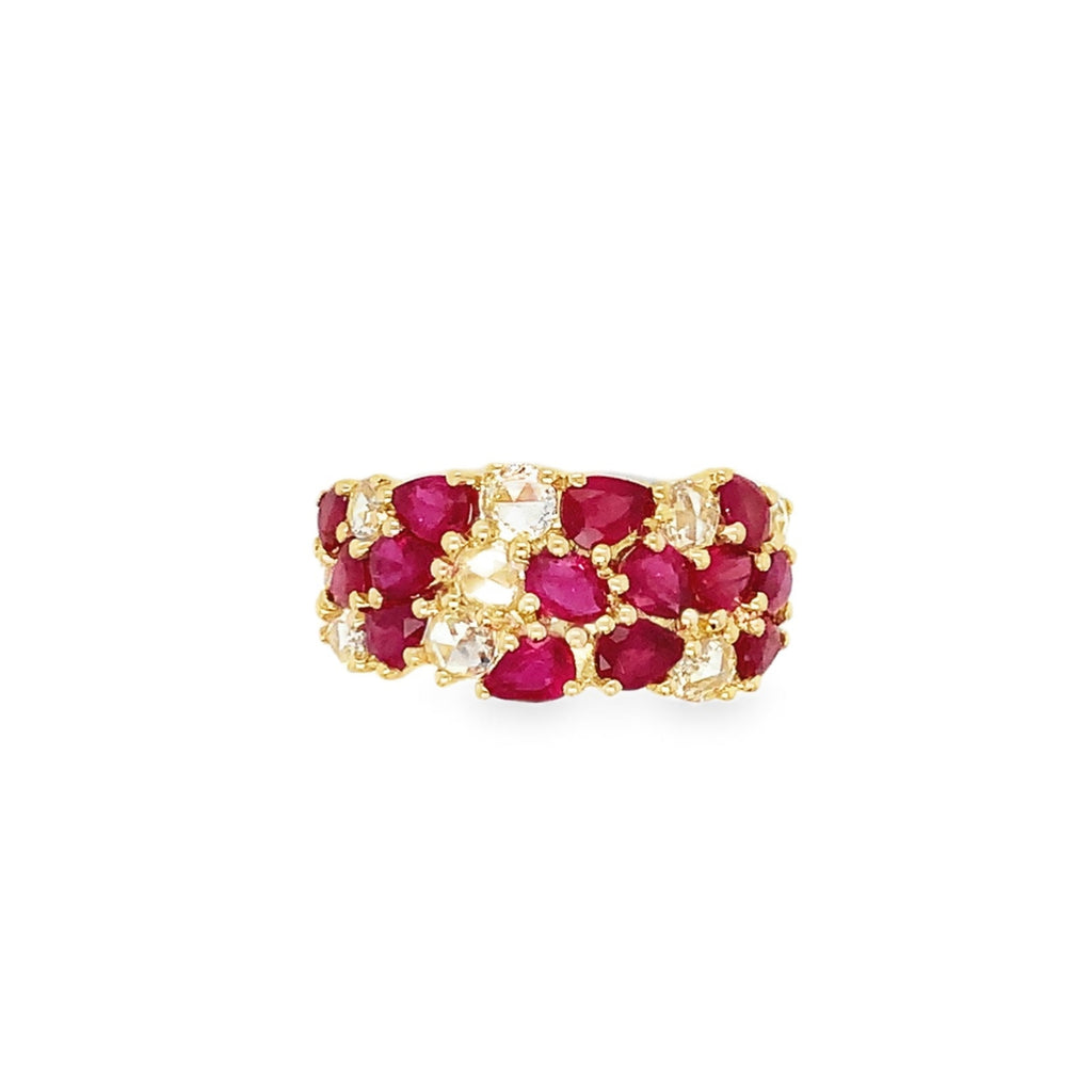 ASBA Collection Fine Ruby and Rose Cut Diamond Band Set in 18K Yellow Gold - Image 10 of 10