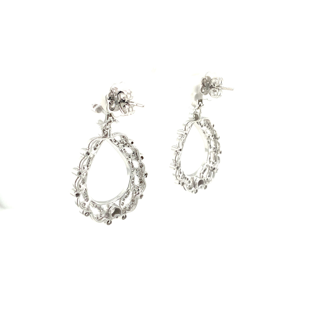 Antique Inspired Chandelier Drop Pavée Diamond Earrings Round Brilliant  Cut 1.99 ctw 18K White Gold - Image 11 of 11