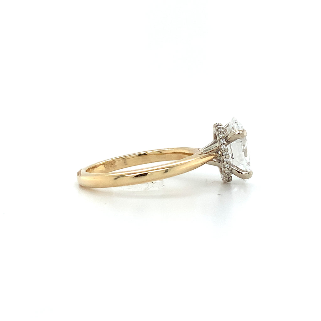 Hidden Halo Lab Grown 2 Carat Oval Diamond Engagement Ring set  in 14 kt Yellow and White Gold. - Image 10 of 11