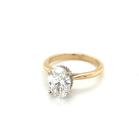 Hidden Halo Lab Grown 2 Carat Oval Diamond Engagement Ring set  in 14 kt Yellow and White Gold. - Image 1 of 11