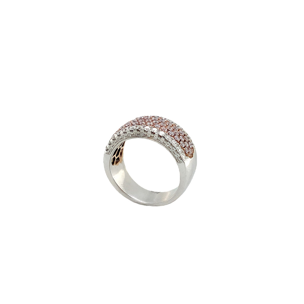 Roman + Jules Pavé Natural Pink and White Diamond Five Row Wide Band set in 18K White Gold - Image 11 of 12