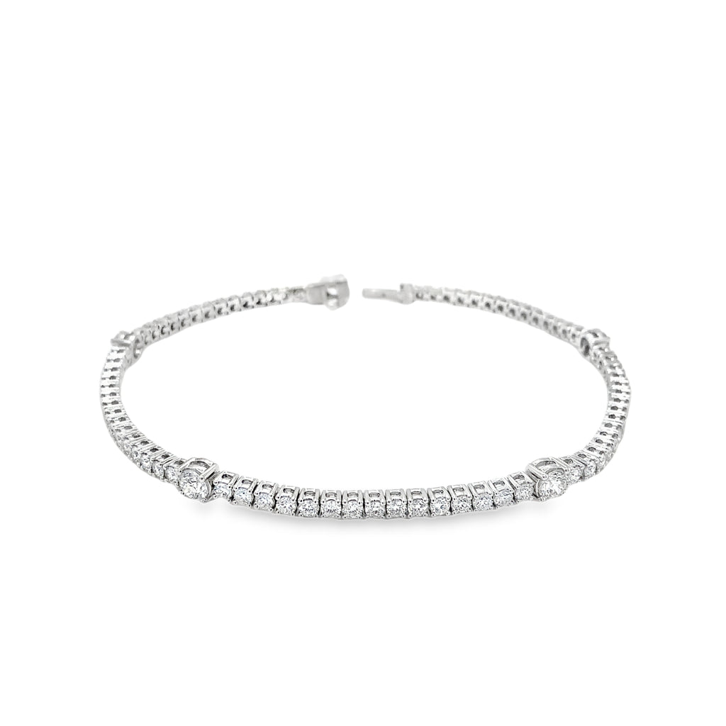 Memoire Collection Station Tennis Diamond 2.74ctw Bracelet 18K White Gold - Image 10 of 10