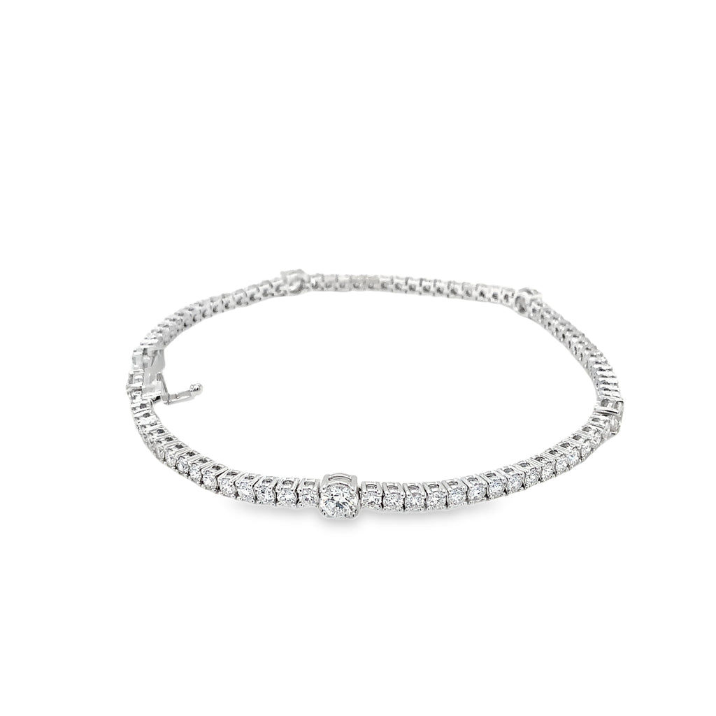 Memoire Collection Station Tennis Diamond 2.74ctw Bracelet 18K White Gold - Image 9 of 10