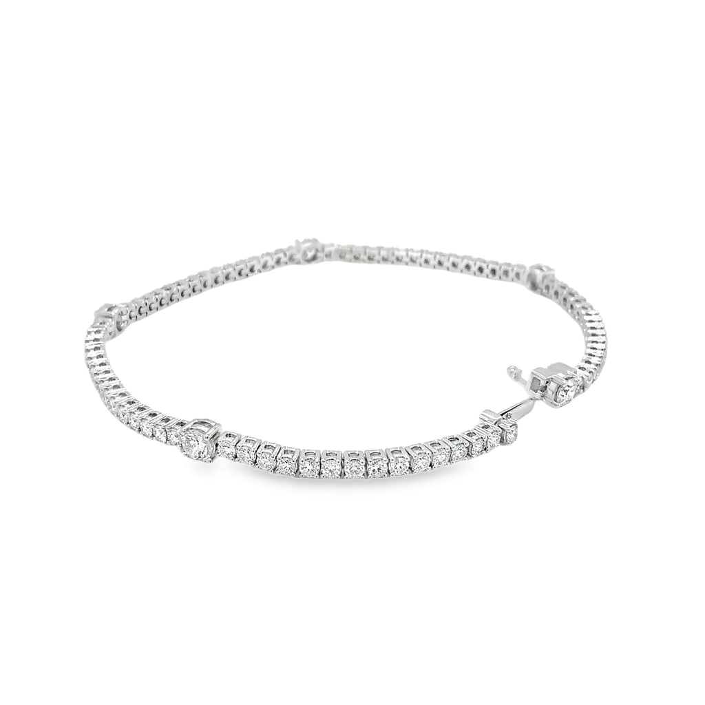 Memoire Collection Station Tennis Diamond 2.74ctw Bracelet 18K White Gold - Image 7 of 10