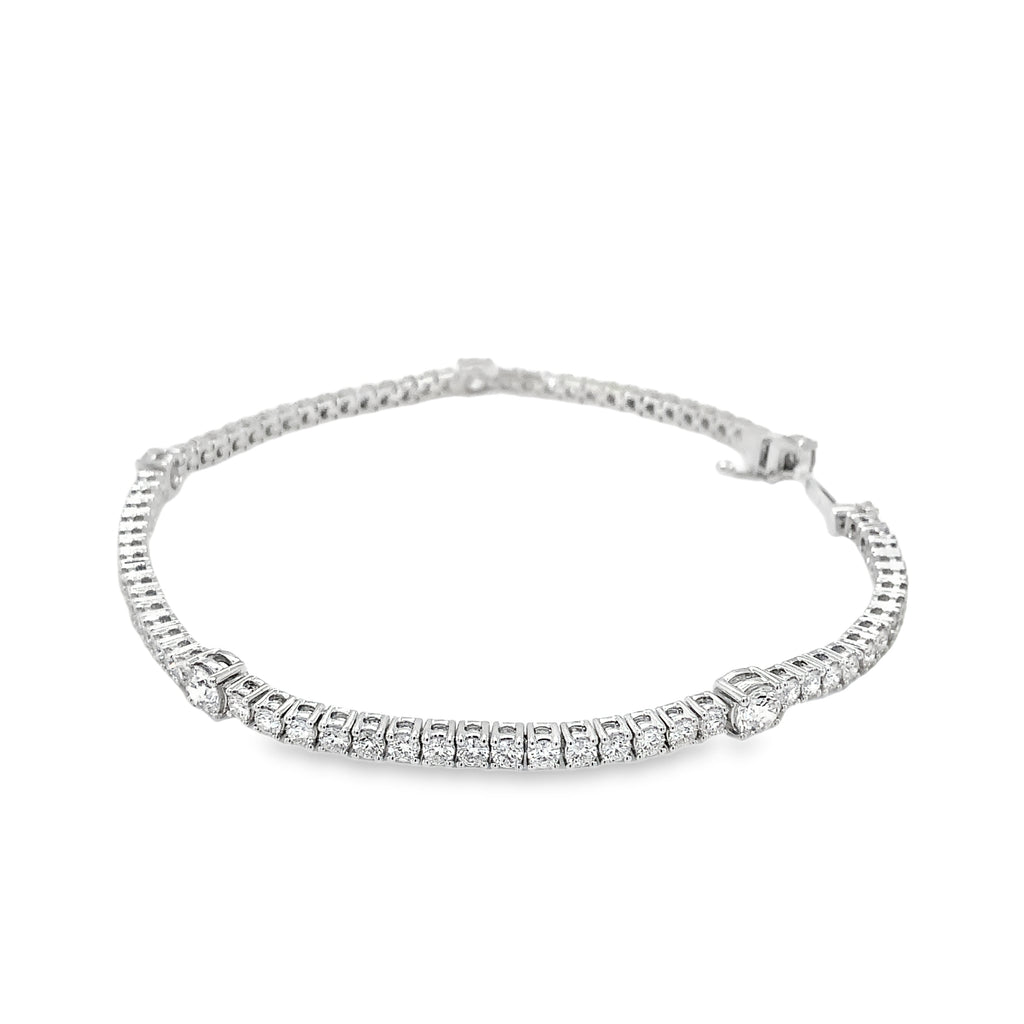 Memoire Collection Station Tennis Diamond 2.74ctw Bracelet 18K White Gold - Image 6 of 10