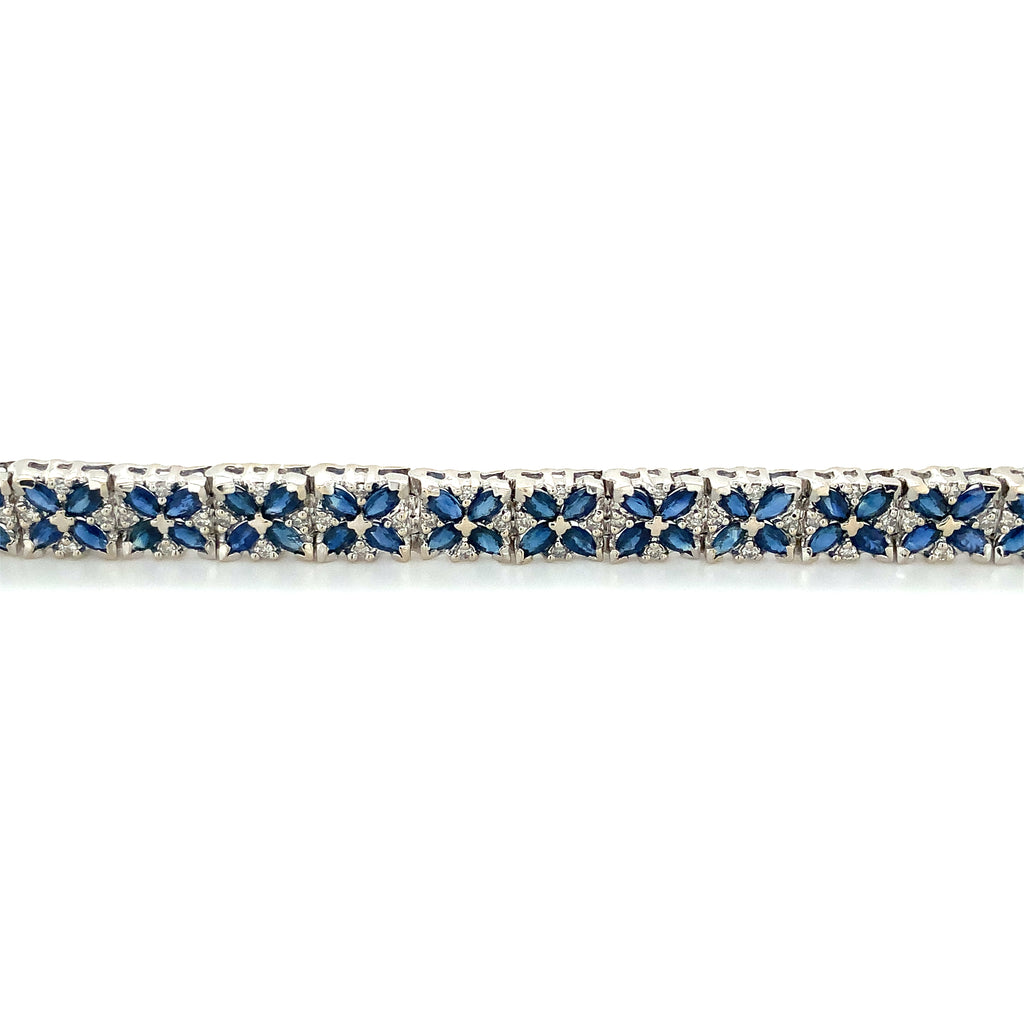 Blue Sapphire and Diamond Bracelet Set in 14K White Gold - Image 2 of 5