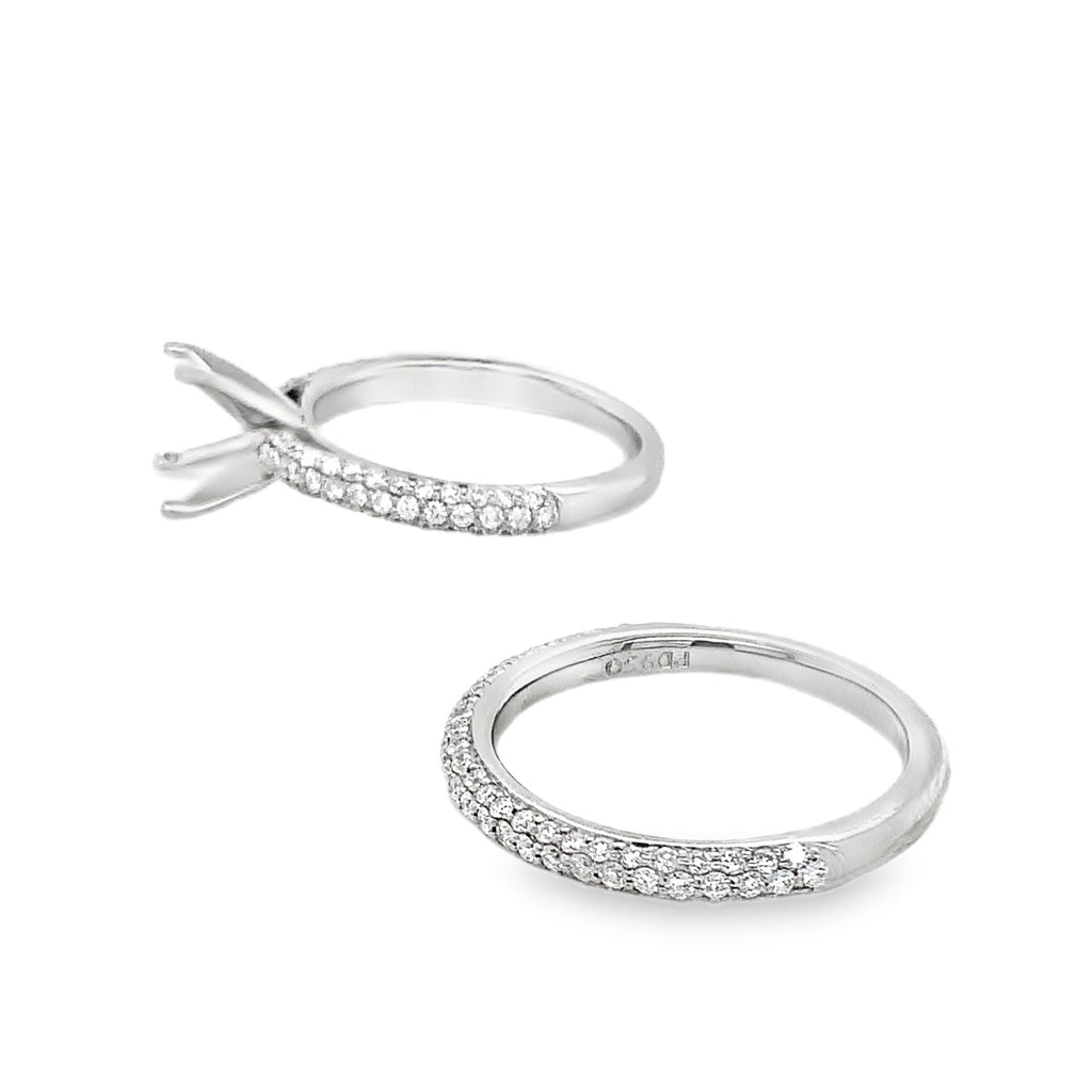 Artcarved Palladium Wedding Set 3 Row Pave 1 ct Diamond Semi Mount - Image 2 of 6