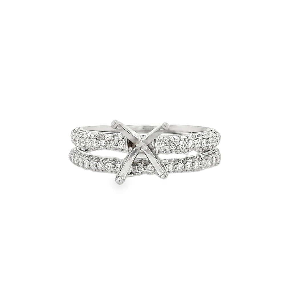 Artcarved Palladium Wedding Set 3 Row Pave 1 ct Diamond Semi Mount - Image 3 of 6