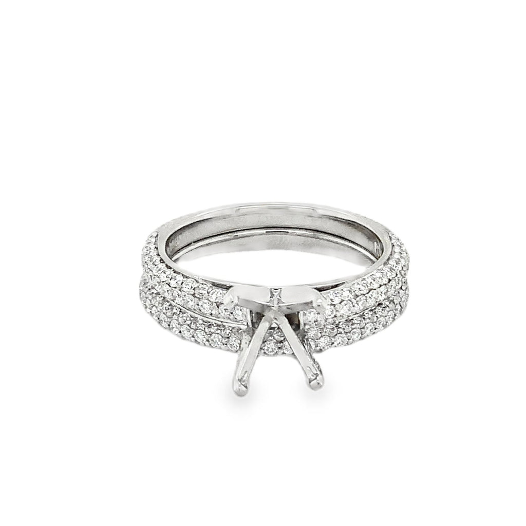 Artcarved Palladium Wedding Set 3 Row Pave 1 ct Diamond Semi Mount - Image 4 of 6