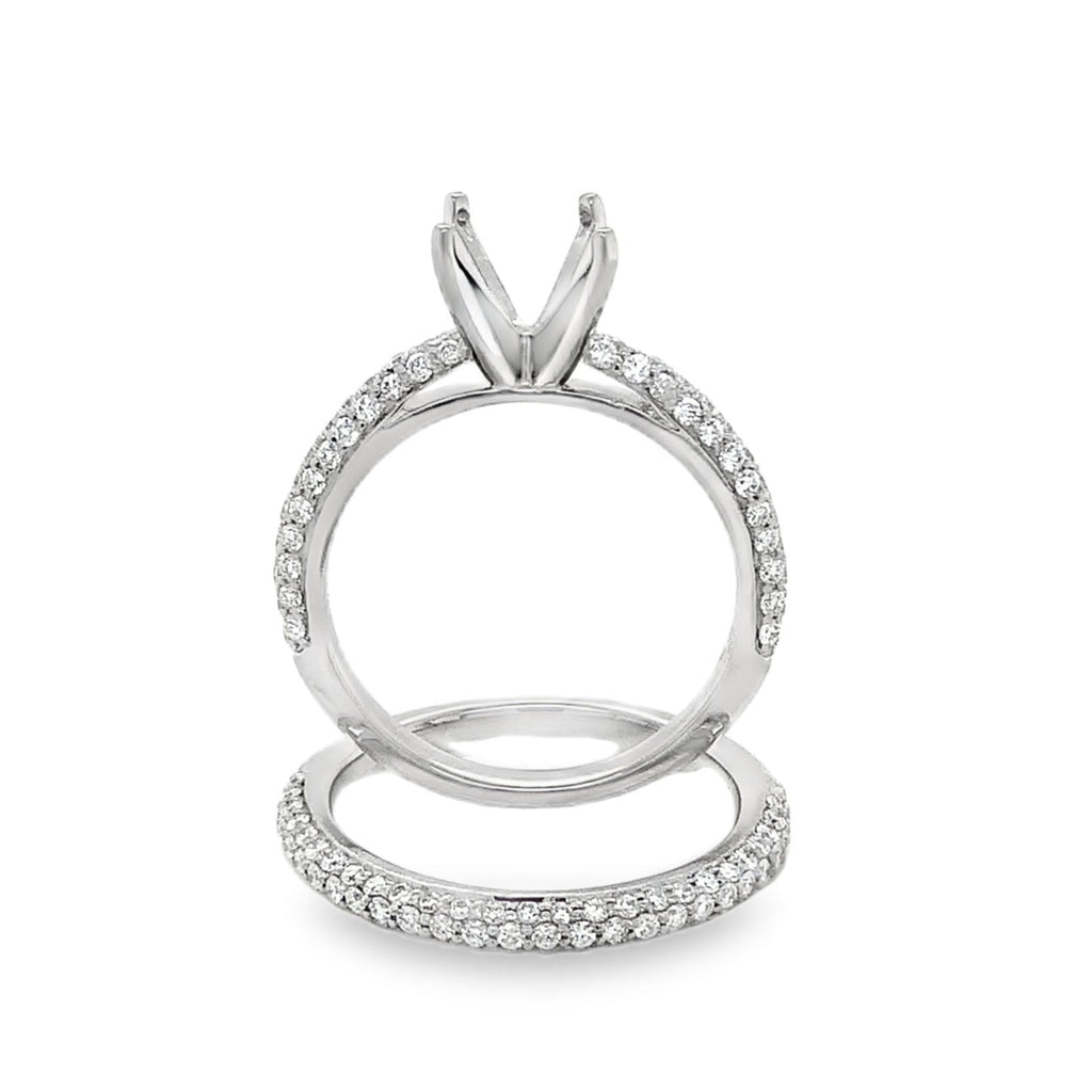 Artcarved Palladium Wedding Set 3 Row Pave 1 ct Diamond Semi Mount - Image 1 of 6