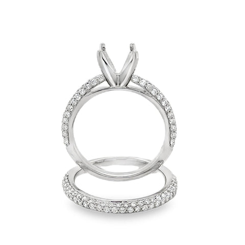 Artcarved Palladium Wedding Set 3 Row Pave 1 ct Diamond Semi Mount - Image 1 of 6