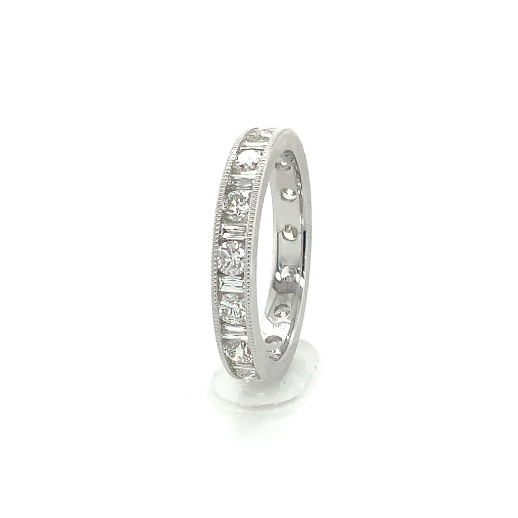 Christopher Design 18kt white gold eternity band, alternating baguette and rounds.&nbsp; - Image 2 of 9