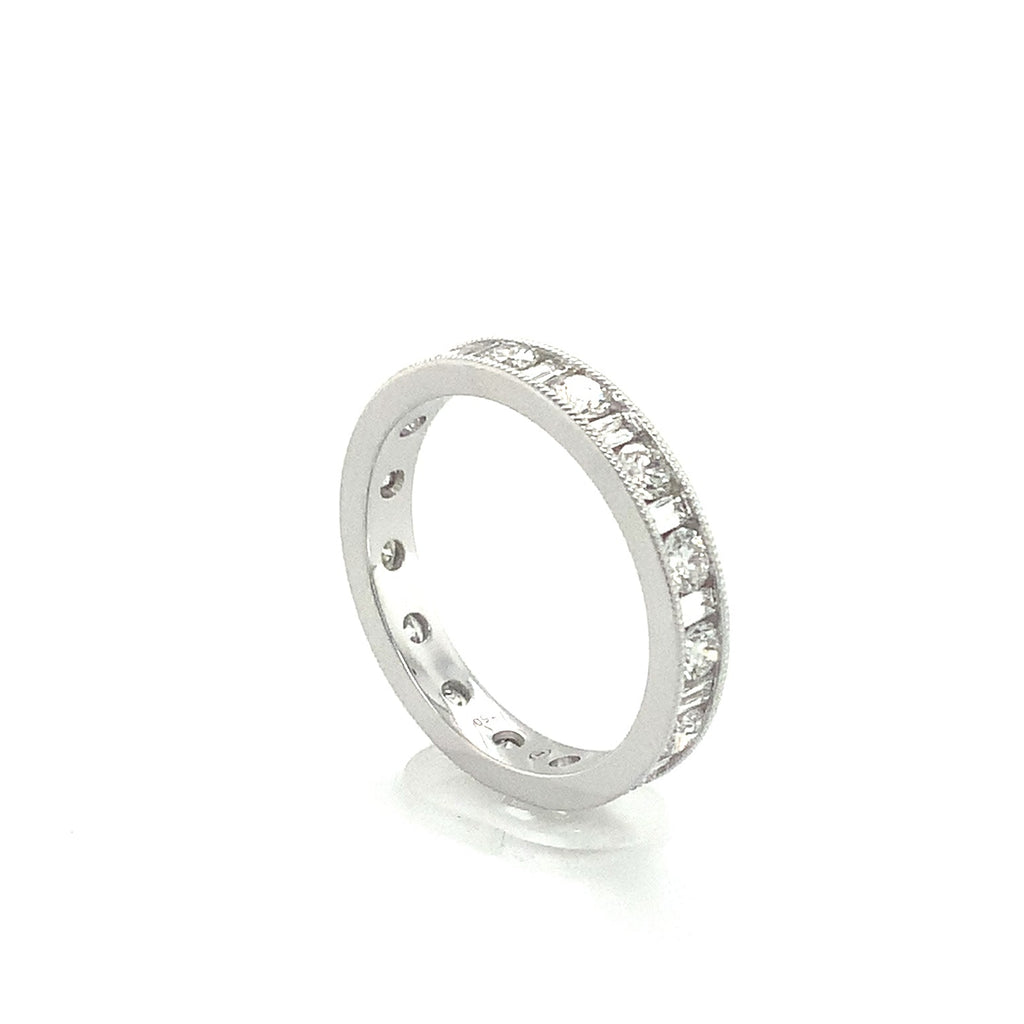 Christopher Design 18kt white gold eternity band, alternating baguette and rounds.&nbsp; - Image 3 of 9