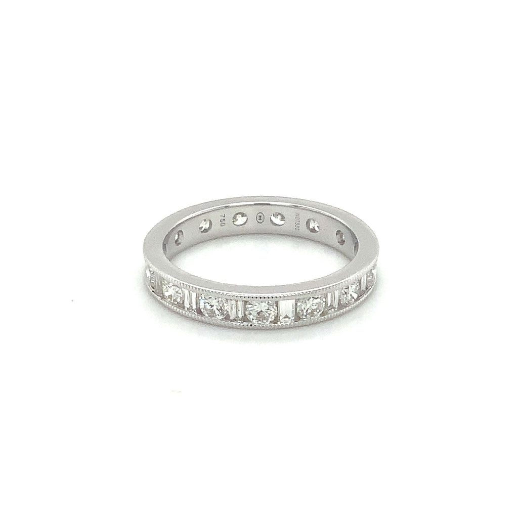 Christopher Design 18kt white gold eternity band, alternating baguette and rounds.&nbsp; - Image 4 of 9