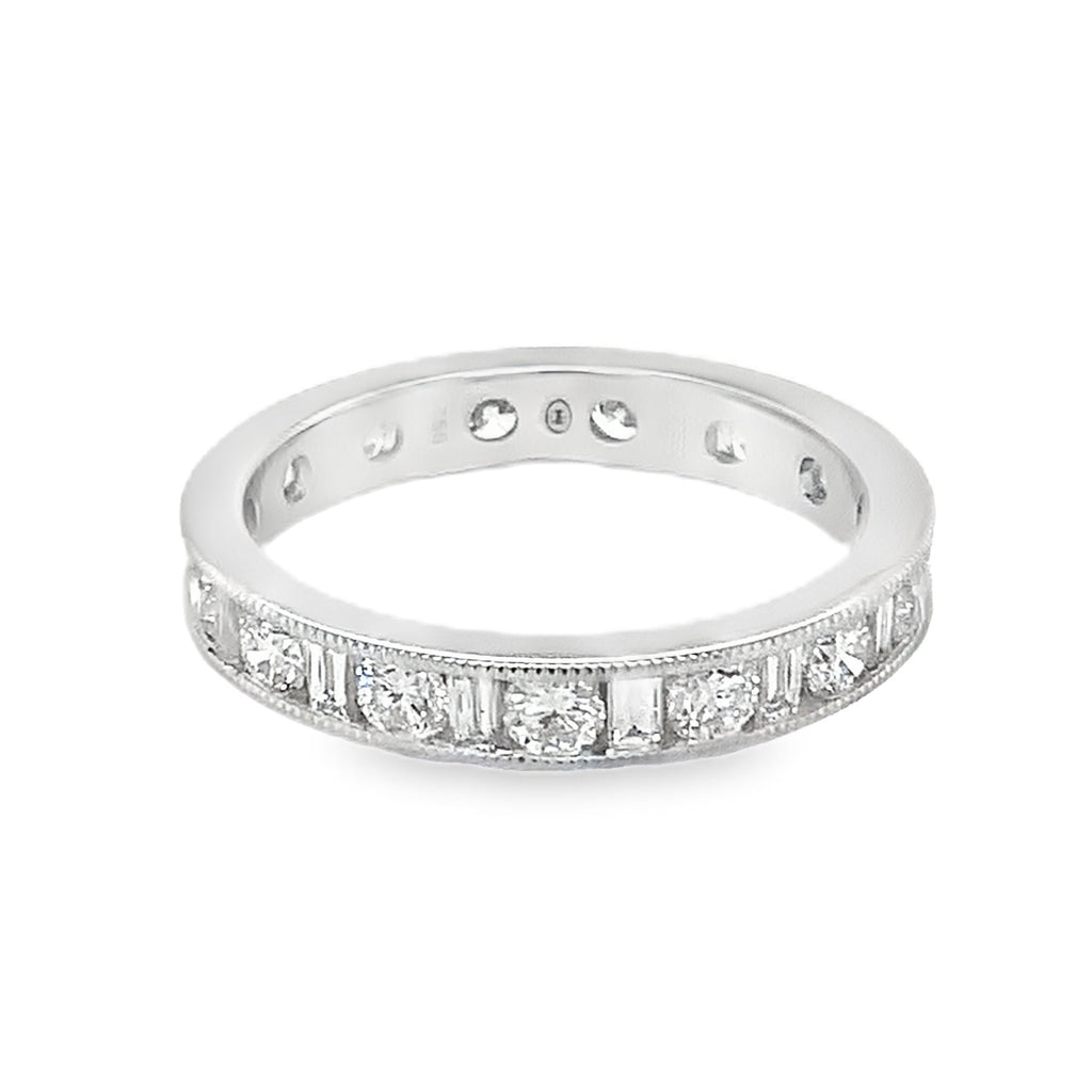 Christopher Design 18kt white gold eternity band, alternating baguette and rounds.&nbsp; - Image 5 of 9