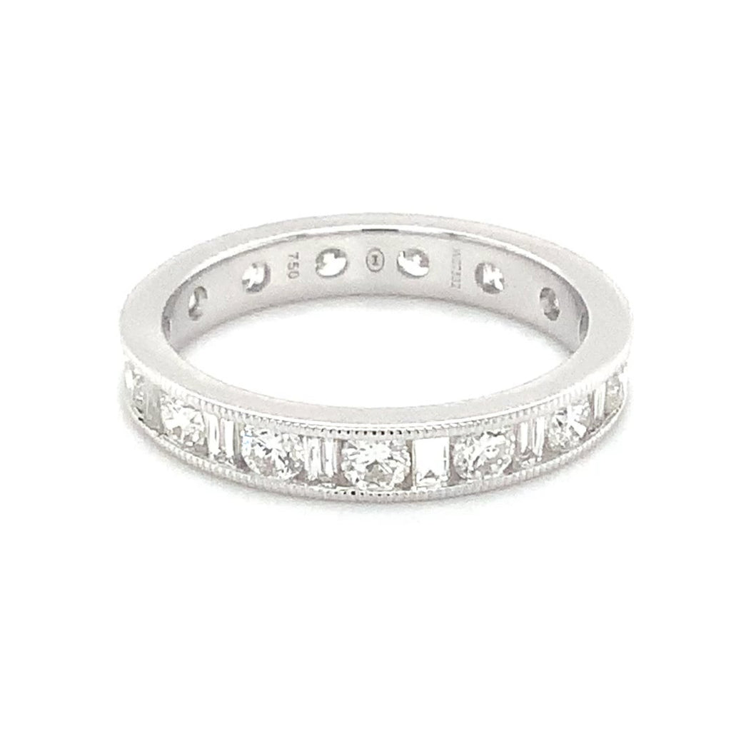Christopher Design 18kt white gold eternity band, alternating baguette and rounds.&nbsp; - Image 6 of 9