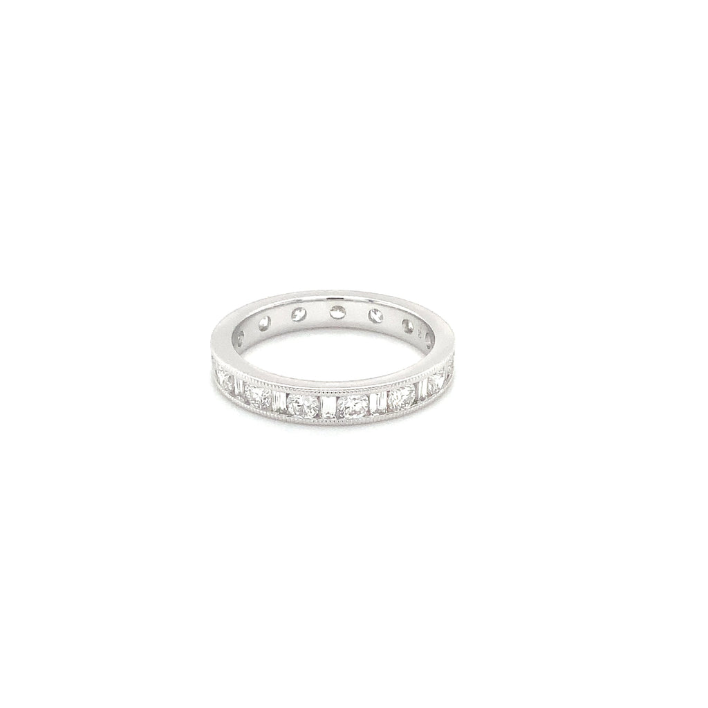 Christopher Design 18kt white gold eternity band, alternating baguette and rounds.&nbsp; - Image 7 of 9