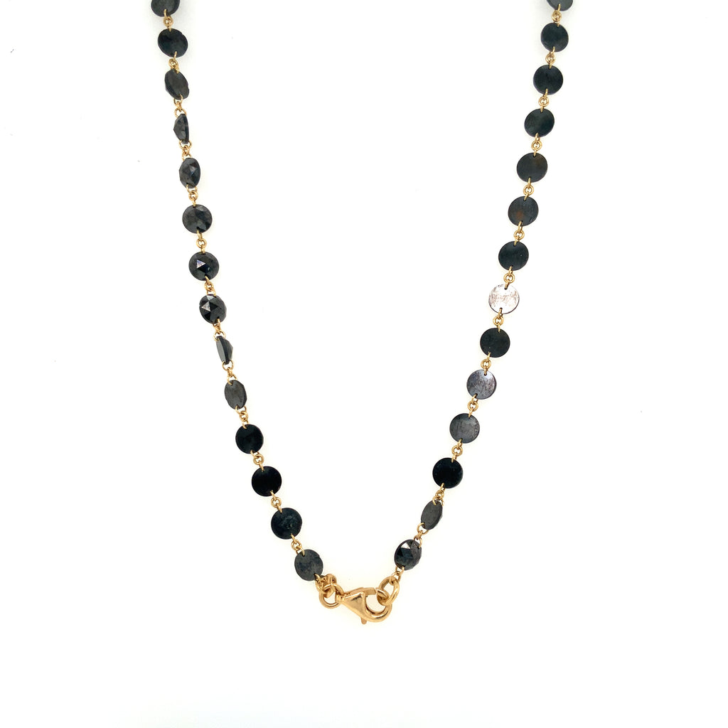 Rosecut Black Diamond Station Necklace Set in 18K Yellow Gold - Image 2 of 7