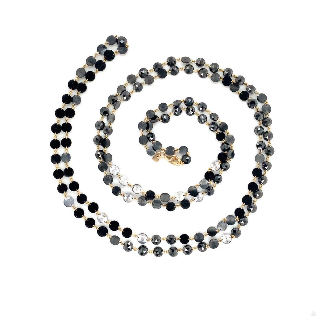 Rosecut Black Diamond Station Necklace Set in 18K Yellow Gold - Image 4 of 7