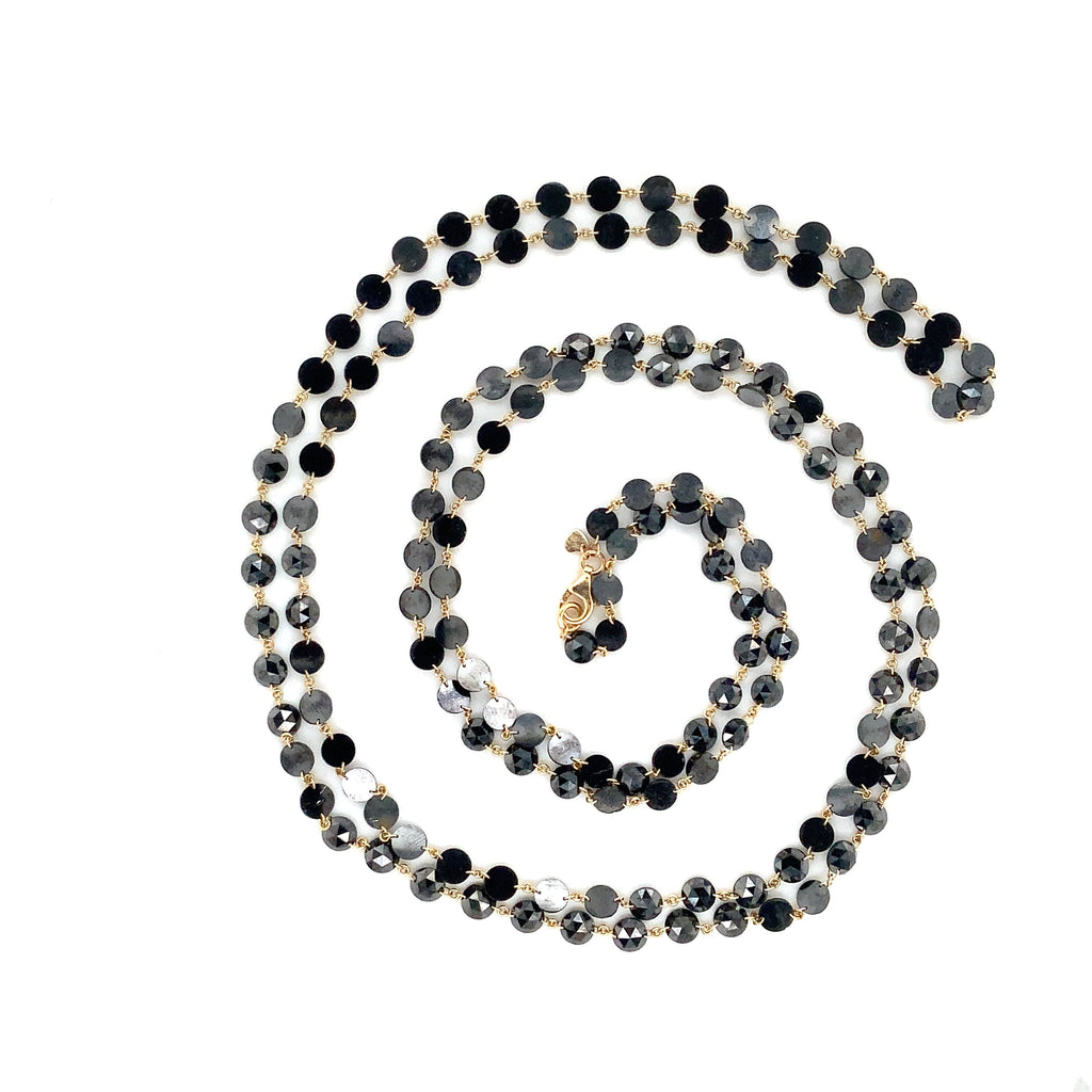 Rosecut Black Diamond Station Necklace Set in 18K Yellow Gold - Image 5 of 7