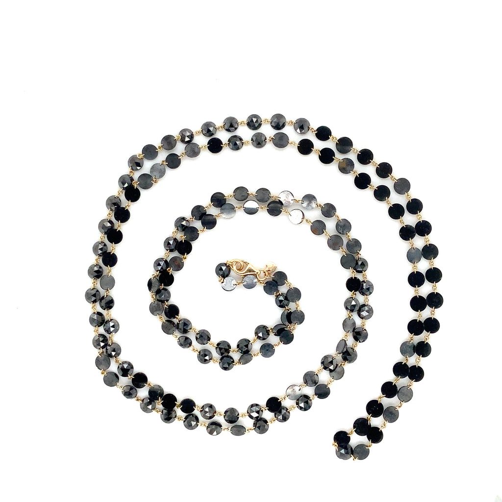 Rosecut Black Diamond Station Necklace Set in 18K Yellow Gold - Image 6 of 7