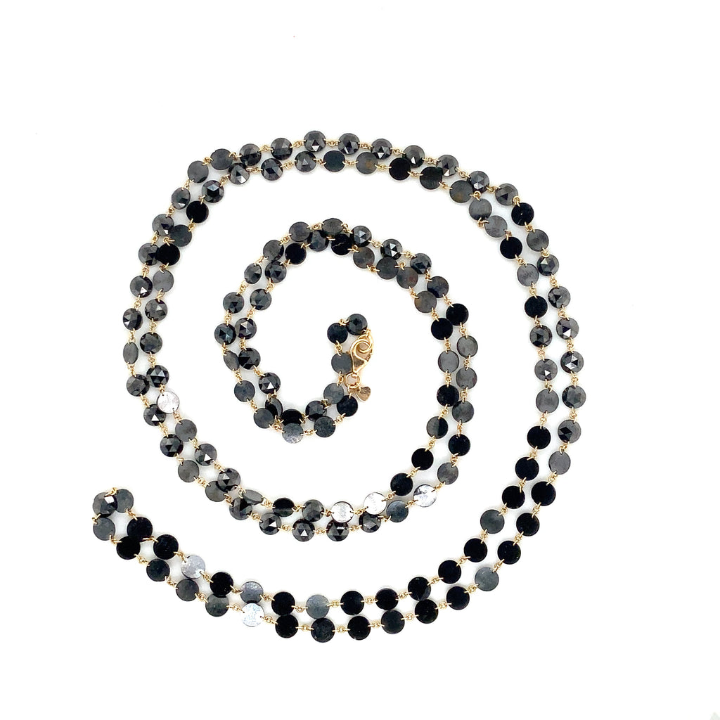 Rosecut Black Diamond Station Necklace Set in 18K Yellow Gold - Image 7 of 7