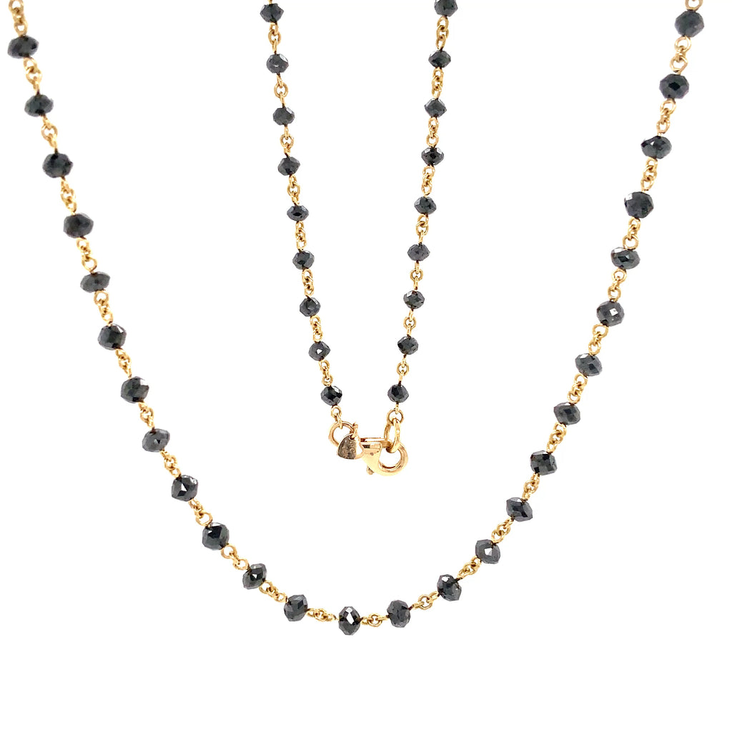 Black Diamond Beads Necklace set in 18K Yellow Gold - Image 2 of 8