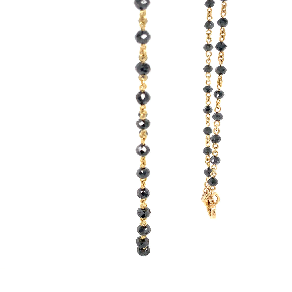 Black Diamond Beads Necklace set in 18K Yellow Gold - Image 7 of 8