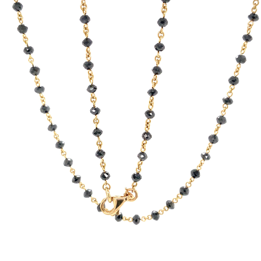 Black Diamond Beads Necklace set in 18K Yellow Gold - Image 3 of 6
